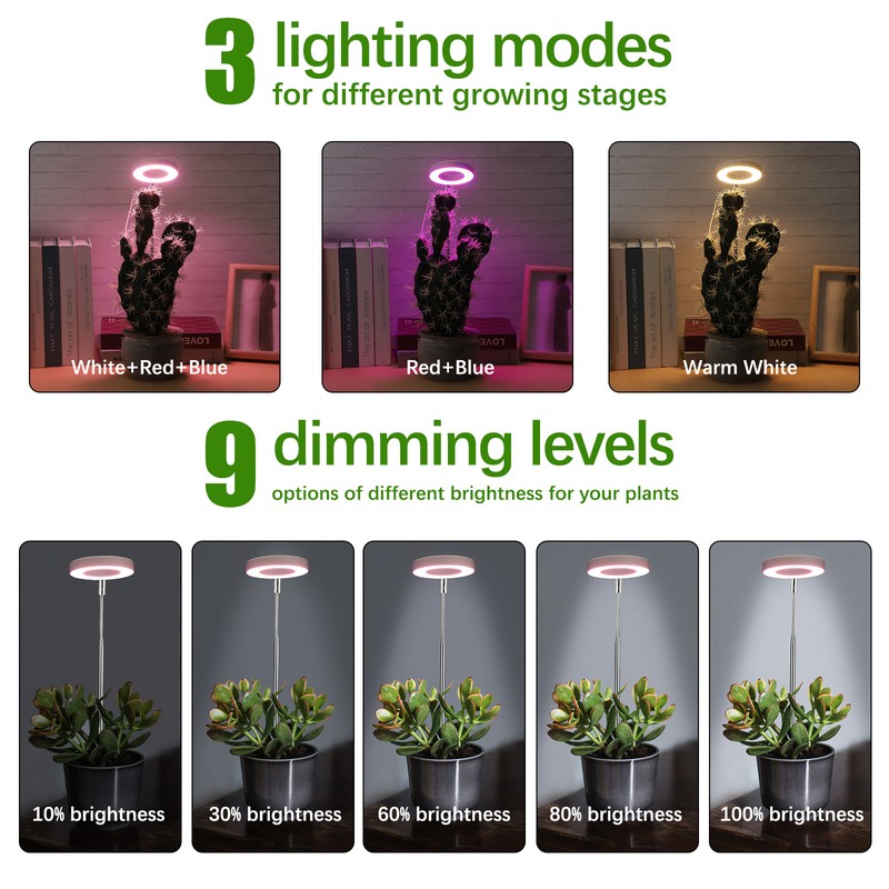 USB Plant Light Angel Ring with Timer Full Spectrum Sunlight