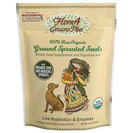 CARNA4 Flora4 Sprouted Seeds Food Topper for Dogs & Cats, Greens Plus Blend with Broccoli & Chia, Rich in Natural Probiotics & Digestive Enzymes, Synthetic-Free Whole Food Supplement 18oz