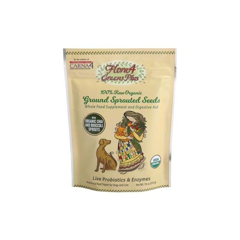 CARNA4 Flora4 Sprouted Seeds Food Topper for Dogs & Cats,
