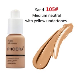 2 Pack PHOERA Foundation 105 Sand,Matte Oil Control Concealer Foundation Cream,PHOERA Long Lasting Waterproof Matte Liquid Foundation for Women Girls