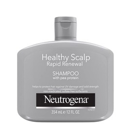 Neutrogena Healthy Scalp Rapid Renewal Shampoo with Pea Protein, UV Damage Protection for Strong, Healthy Hair, Fragrance Free, White, 12 fl oz