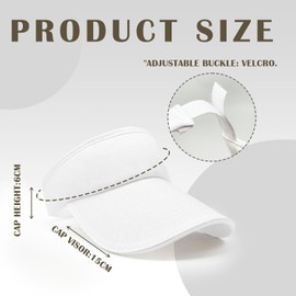 FUIPVGI 2 Sun Visors for Women Ponytail Baseball Cap Adjustable White Baseball Cap Peaked Cap for Tennis Golf Cycling Fishing Running Jogging for Women Men (White), White