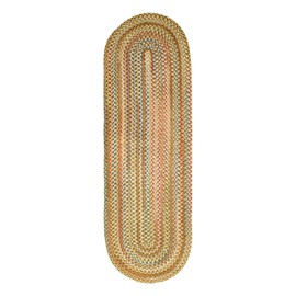 Super Area Rugs Roxbury American Made Braided Rug for Indoor Outdoor Spaces, Straw Beige/Natural Multi, 2' X 6' Oval Runner