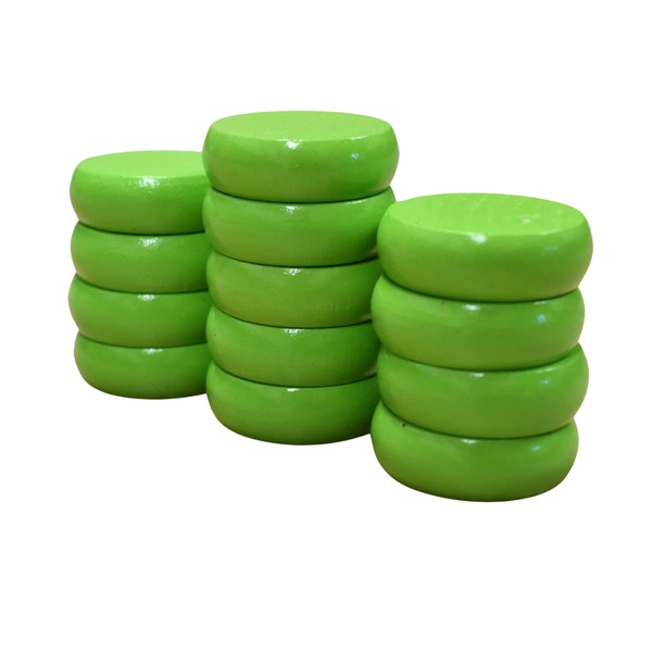13 Lime Green Crokinole Discs - Half Set (Small Discs