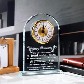 Meaningful Retirement Crystal Clock Gifts for Women Men, Best Happy Retirement Plaque Gifts Going Away Gift Leaving Gifts Congratulations Retired Gifts Farewell Presents Ideas for Boss Teacher
