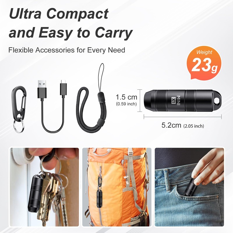 Acoszero EDC Mini Flashlights High Lumens LED Pocket Keychain Magnetic