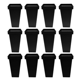 12 Pcs Flower Buckets 13.4 Inch Modern Floral Bucket Freestanding Plastic Flower Vases Floral Centerpiece Container for Table Home Wedding Party Decoration Decor (Black)