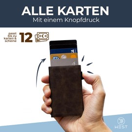 WEST Slim Wallet Men's and Magnetic Closure | Credit Card Holder for 10-12 Cards - Sliding Mechanism Design - Wallet for Notes and Cards - Improved Design 2024