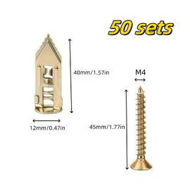 50 PCS Metal Expansion Bolt for Drywall, 0.47 x 1.57 in Zinc Plated Steel Self-Drilling Anchors, Dry Wall Anchors and Screws Kit, Eliminating The Need for Drilling or Punching Holes in The Wall