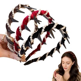 Muorruo 3 Piece Vintage Headband with Artificial Pearls in Skull Design, Elegant Pearl Headbands for Women and Girls, Decorative Hair Bands, Fashionable Hair Accessories