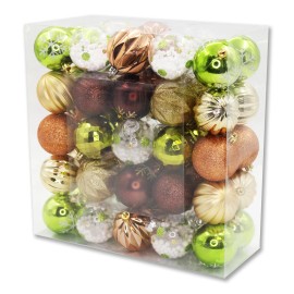 Unbranded 50 Pack Green, Copper, Gold, Brown Assorted Ball Ornaments