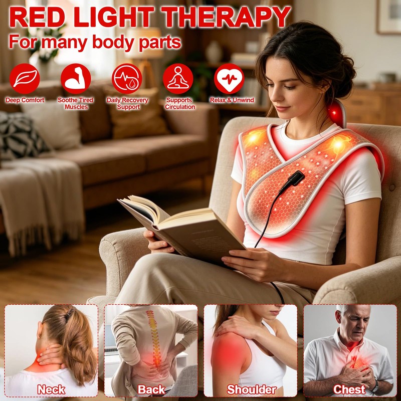 Red Light Therapy for Neck and Shoulders-104 LEDs Wearable Red