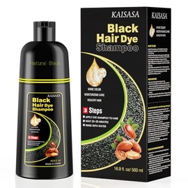 KAISASA Champú de tinte para el cabello negro 3 en 1, champú de color para el cabello para mujeres y hombres | Champú tinte para el cabello cubre cabe