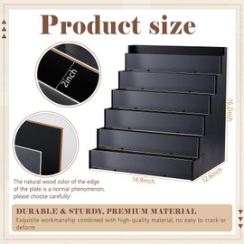Yuntau Greeting Card Display Stand Bamboo and Acrylic Sticker Display Stand Greeting Card Holder Retail Photos Card Display Shelf for Vendors Craft Trade Shows(Black,6 Tier)