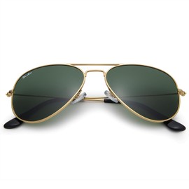 Pro Acme Classic Aviator Sunglasses for Women & Men Polarized Metal Frame UV400 Driver Sunglasses, 62 MM (Gold/G15 Green-Polarized)