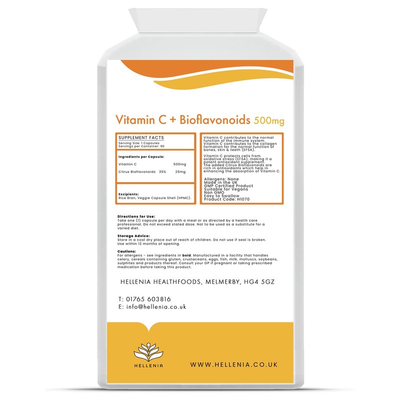 Vitamin C + Bioflavonoids Capsules - 90 Premium Vegan Capsules
