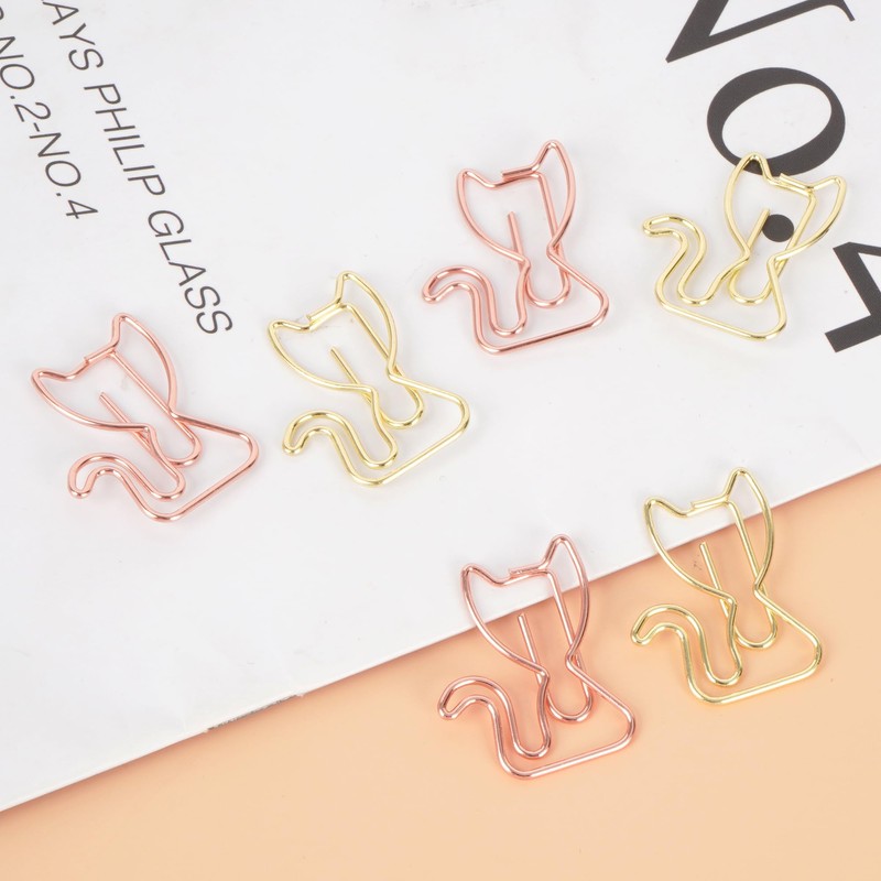 Meliyya Pack of 30 Paper Clips Cartoon Cat Motif Metal