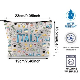 Italy Cosmetic Bag Italian Gift Italy Anniversary Bag Italy Trip Makeup Bag Travel Lover Gift Italian Summer Zipper Bag (ITALY Bag CA)
