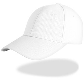 FVXYnnv Adjustable Snapback Baseball Cap Cotton for Men Women, Solid Color Unisex Breathable Sport Trucker Hat (White)