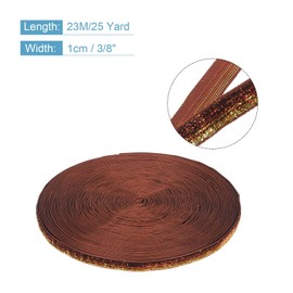 QUARKZMAN Metallic Glitter Velvet Ribbon 3/8 x 25 Yard Single Sided Glitter Ribbon Gift Wrapping with Gold Powder Gradient Brown Gold Silver