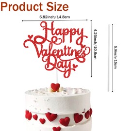 10 decoraciones para tartas de San Valentín con purpurina roja para el día de San Valentín, decoración de tartas en forma de corazón, accesorios para tartas para bodas, regalos del día de San