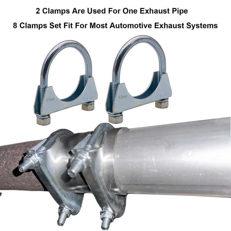 Ganluuree 8-Pack 2.5" Exhaust Clamp U-Bolt Kit Heavy Duty Mild