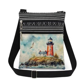 XiaoGalaee Lighthouse Print Messenger Bag Adjustable Shoulder Strap for Adult Sisters Teens Birthday Holiday Gift Travel Crossbody Bag Lighthouse Lovers Gift