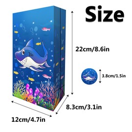 MORAINJAY 12 pezzi Sacchetti per feste sotto il mare, sacchetti regalo in carta blu oceano marino, sacchetto buono a tema squalo sirena balena, decorazioni per feste di compleanno con animali marini