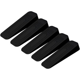 Concept4u 5 x Door Wedge Stopper - Black Heavy Duty Rubber Door Stop Non-Slip Door Jammer Anti-Skid Durable Ideal for Homes, Offices and Work Shops Anti-Skid