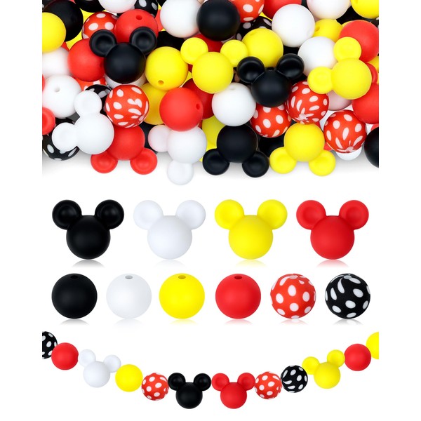 FIVEIZERO FIVEIZERO 76pcs Silicone Mouse Ears and Focal Beads for