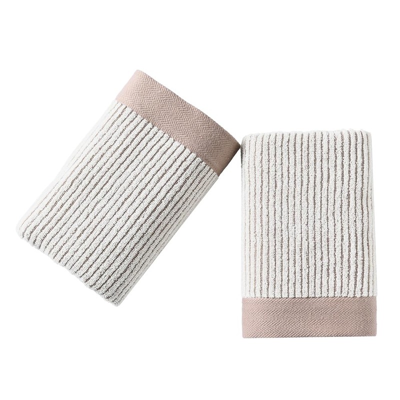 sense gnosis Beige Ribbed Striped Hand Towels Soft Absorbent Face