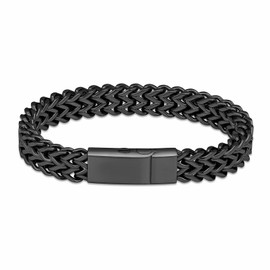 constantlife Cremation Bracelet for Ashes Stainless Steel Urn Link Bracelets Keepsake Jewelry Human Pet Memorial Ash Holder Gift for Men Women (Black-20cm)