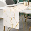 Table Runner Spring Summer Modern White Marble Golden Texture Tablecloth