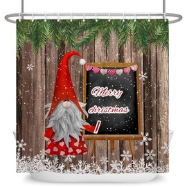 Leowefowa Winter Christmas Shower Curtain Xmas Tree Snowman Snowy Pine Tree Full Moon Winter Christmas Nature Landscape Bathroom Shower Curtain Waterproof Polyester Fabric with Hooks 72Wx72H Inch