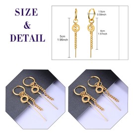 feilok Men's Earrings Stainless Steel Circle Chain Rome Hoop Earrings Women's Stud Dangle Earrings for Men, Stainless Steel