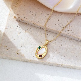 SIXFOX 14K Gold Plated Necklaces For Women Long Dainty Pendant Necklaces Charm Baroque Pearl Necklaces Hypoallergenic Trendy Jewelry Gifts For Her