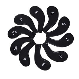 Seacloud Golf Club Irons Covers Neoprene Zippered Head Cover with Long Neck Number Print Pack of 10 Black