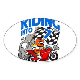 CafePress Motorcyclist Riding Into 7 Boy Motorcycle Sticker Oval Car Bumper Sticker