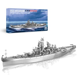 piececool 3D Puzzle Metal Battleship Missouri, 3D Metal Puzzle Military Model for 340 Stainless Steel, Full Metal, 100% Restore, Birthday Gift, Model Kit Adults, 155 Pieces