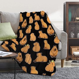Capybaras Blanket Gift for Girls Boys Kids Animals Lovers-50x60 Inches Soft Flannel Blankets Cutes Capybara Cozy Throws Women Men, Capybaras Blanket for Couch Sofa Bedroom Camping Travel