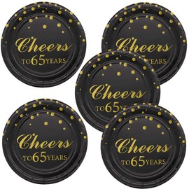 Pandecor 65th Birthday Party Supplies,50 PCS Cheers to 65 Years Disposable 7 Inch Paper Plates Dessert Plates for 65 Years Anniversary Party