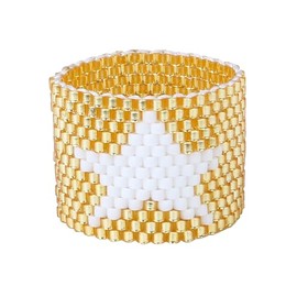 KELITCH Sweet Heart Miyuki Beads Rings Stackable Rings Colourful Rings Cuckle Rings Women's Handmade Jewellery, Miyuki