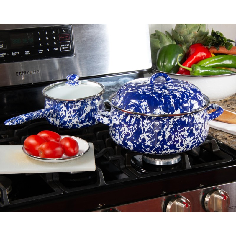 Golden Rabbit Enamelware - 4qt Dutch Oven (Cobalt Swirl)