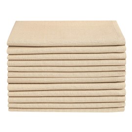 Cotton Clinic Cloth Dinner Napkins – Perfect Everyday Use Table Linen – Soft Durable Washable – Ideal for Party Wedding Farmhouse Christmas Easter – Set of 12 (20x20 in/Beige)