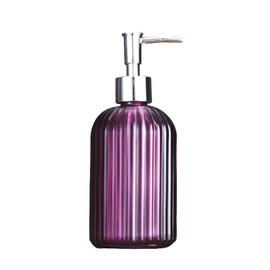 WAIT FLY Glass Soap Dispenser with Plastic Pump, Refillable Lotion Soap Bottle, Dish Soap Dispenser, Hand Soap Dispenser, Home Decoration-Purple-13 OZ