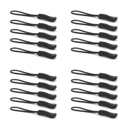 Upgraded 20PCS Premium Black Zipper Pulls - Replacement Zipper Tab Tags Cord Extension Fixer for Luggage, Backpacks, Jackets, Purses, Handbags