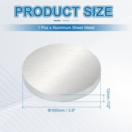 PATIKIL 6061 Aluminum Disc 1pc 3.9x1/2" Round Flat Plain Aluminum Metal Plate for Industrial Craft DIY