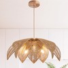 WYYSDWNE Farmhouse Chandeliers for Dining Room, 3-Light Rattan Boho Chandelier