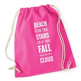 Hippowarehouse Reach For The Stars So If You Fall You Land On A Cloud Drawstring Cotton School Gym Bag 37cm x 46cm, 12 litres