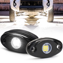 POVTOR - Luces LED de roca blancas, 2 vainas, kit de luces LED de roca, impermeable, IP68, para debajo de la rueda de carrocería, compatible con camionetas, coches, ATV, UTV, SUV, motocicleta, barco